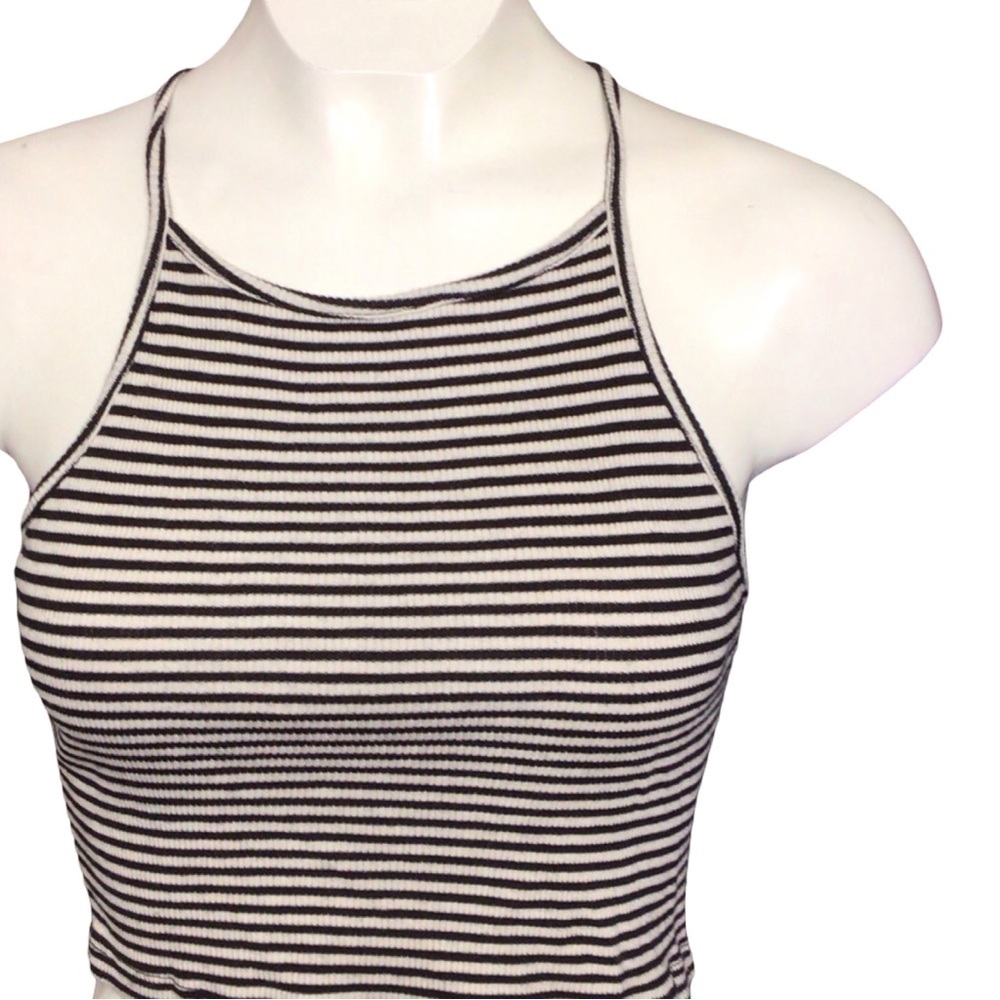 Brandy Melville Black and White Striped Top